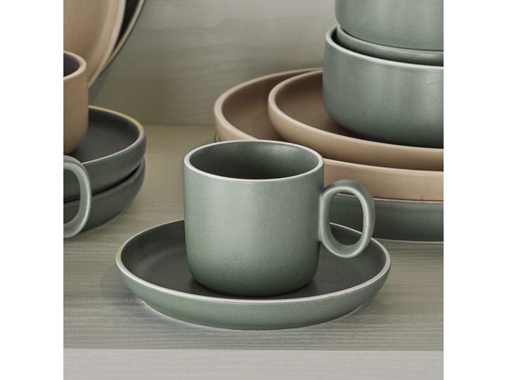 Filiżanka do kawy ze spodkiem Shun porcelanowy zielony Porcelana Filiżanka do herbaty Filiżanka ze spodkiem Kolor Biały Kategoria Filiżanki