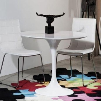 Stół 4-osobowy okrągły nowoczesny biały na jednej nodze Ø90x76 cm