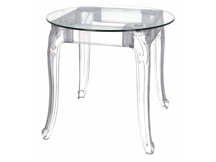 Stół transparentny okrągły Ghost 80' Szkło Szerokość 123 cm Wysokość 74 cm Długość 123 cm Tworzywo sztuczne Wysokość 84 cm Szerokość 84 cm Długość 80 cm Długość 84 cm Długość 85 cm Kolor Przezroczysty