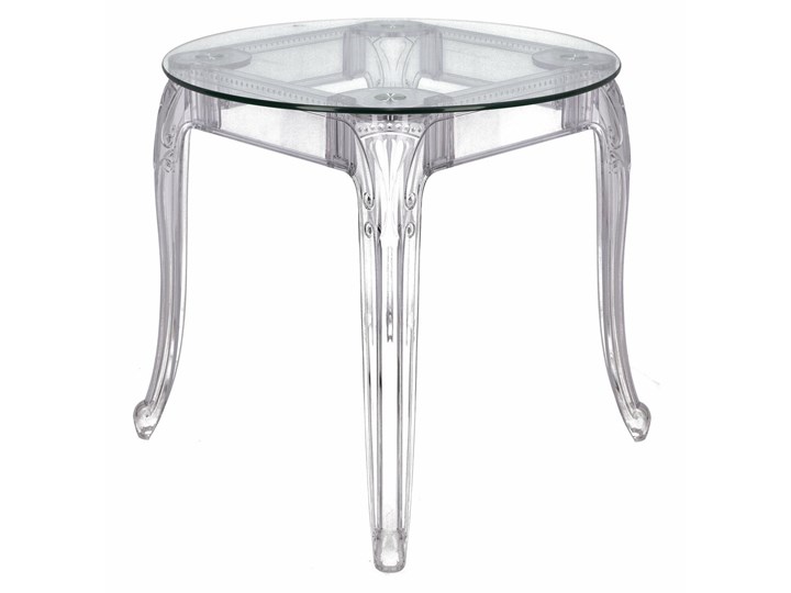 Stół transparentny okrągły Ghost 80' Długość 85 cm Długość 84 cm Długość 123 cm Szkło Wysokość 74 cm Tworzywo sztuczne Szerokość 123 cm Wysokość 84 cm Szerokość 84 cm Długość 80 cm Rozkładanie