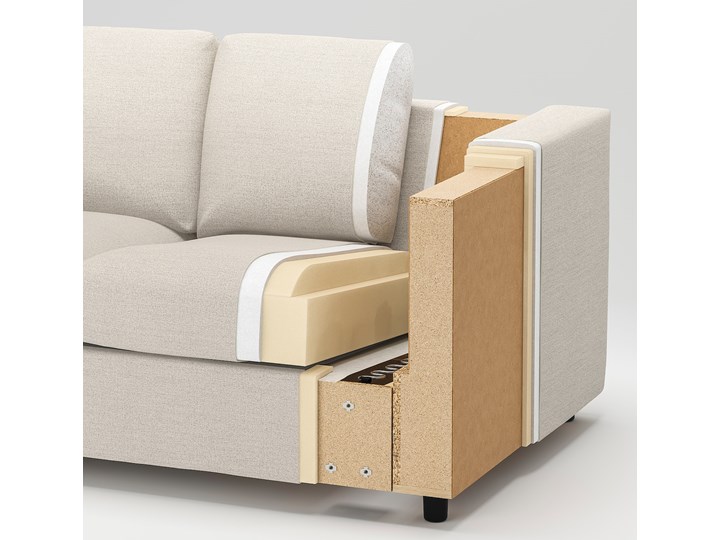 IKEA VIMLE Sofa 3-osobowa, z zagłówkiem z szerokimi podłokietnikami/Gunnared beżowy, Wysokość z zagłówkiem: 103 cm