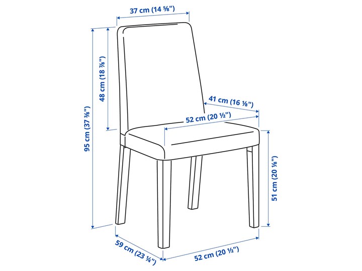 IKEA INGATORP / BERGMUND Stół i 4 krzesła, czarny/Ryrane granatowy, 155/215 cm Liczba krzeseł 6 krzeseł