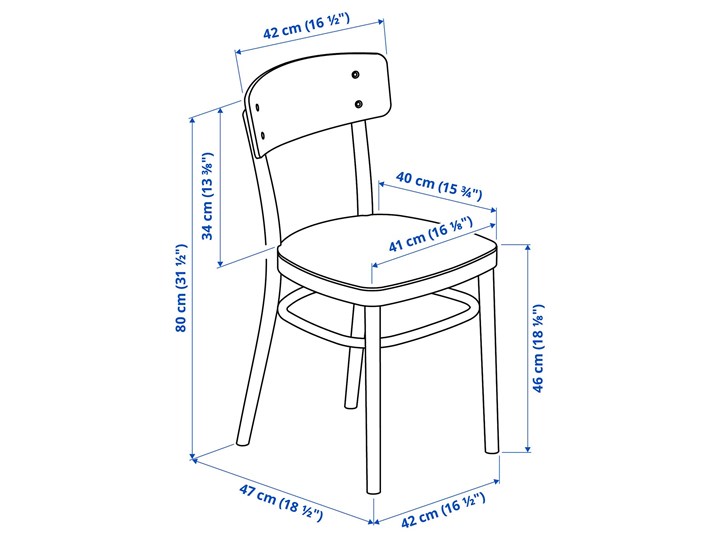 IKEA LISABO / IDOLF Stół i 4 krzesła, okleina jesionowa/czarny, 140x78 cm Kolor Beżowy