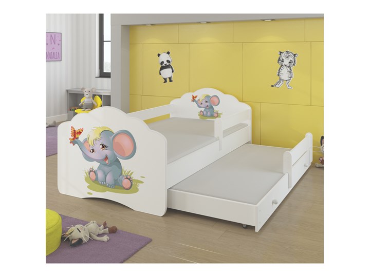 SELSEY Łóżko dziecięce podwójne Ruhsen 140x70 cm Słonik z barierką Łóżko piętrowe Płyta meblowa Płyta MDF Rozmiar materaca 70x140 cm