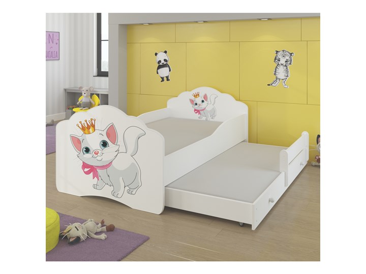 SELSEY Łóżko dziecięce podwójne Ruhsen 140x70 cm Kot Płyta MDF Płyta meblowa Łóżko piętrowe Rozmiar materaca 70x140 cm