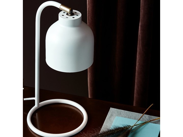 SELSEY Lampa stołowa Julian biała Wysokość 40 cm Lampa z kloszem Styl Skandynawski