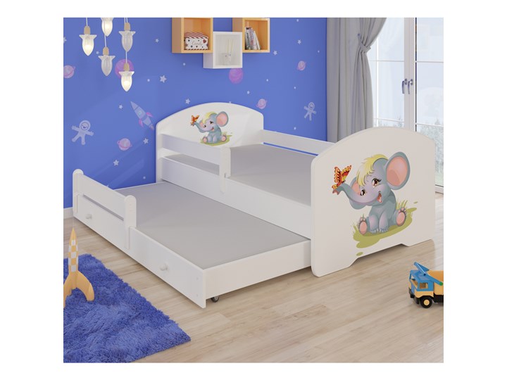 SELSEY Łóżko dziecięce podwójne Blasius 160x80 cm Słonik z barierką Płyta meblowa Łóżko piętrowe Płyta MDF Rozmiar materaca 80x160 cm