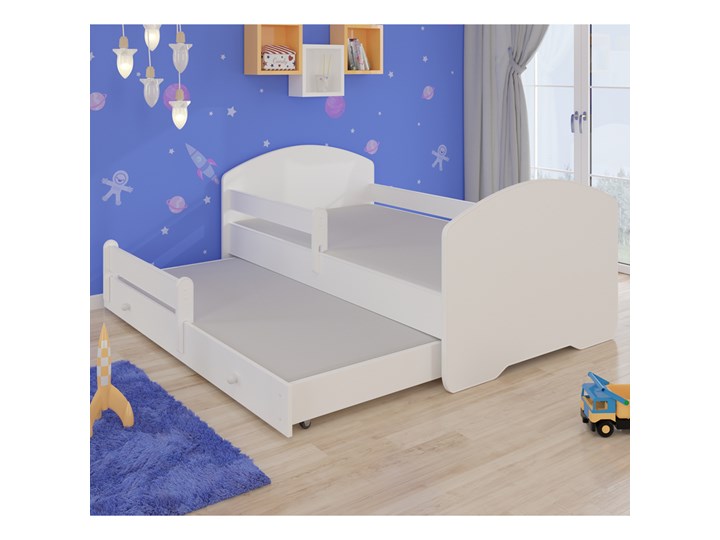 SELSEY Łóżko dziecięce podwójne Blasius 160x80 cm białe z barierką Łóżko piętrowe Płyta MDF Płyta meblowa Rozmiar materaca 80x160 cm Kolor Biały