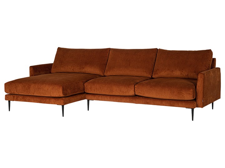 SELSEY Narożnik Merenda na czarnych nóżkach miedziany Głębokość 155 cm Wysokość 87 cm Materiał obicia Sztruks Prawostronne Szerokość 278 cm Lewostronne Materiał obicia Tkanina