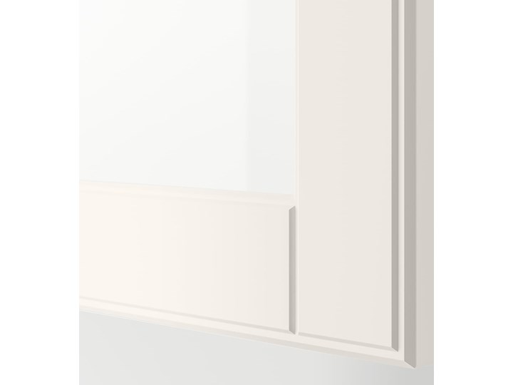 IKEA BESTÅ Kombinacja regałowa z drzw/szuf, Biały Smeviken/Ostvik/Kabbarp białe szkło przezroczyste, 120x42x213 cm Kolor Przezroczysty Kategoria Zestawy mebli do sypialni