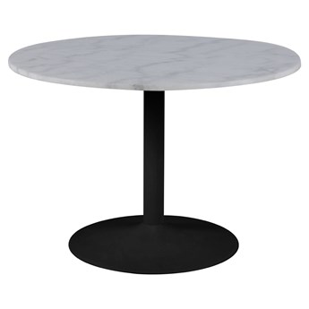 SELSEY Stół okrągły Fliese średnica 110 cm biały marmur na czarnej podstawie