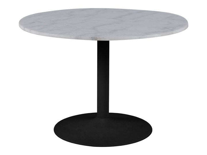 SELSEY Stół okrągły Fliese średnica 110 cm biały marmur na czarnej podstawie