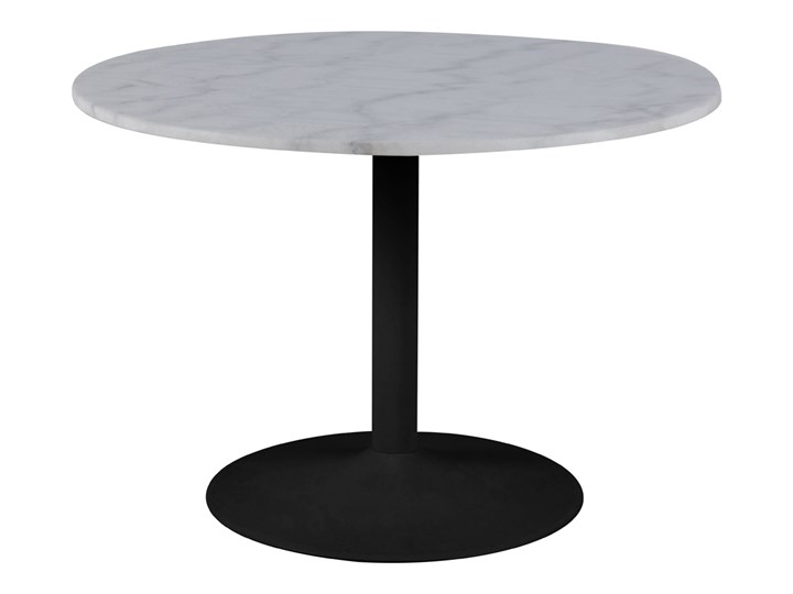 SELSEY Stół do jadalni okrągły Fliese średnica 110 cm biały marmur na czarnej podstawie Rozkładanie Wysokość 75 cm Metal Styl Nowoczesny