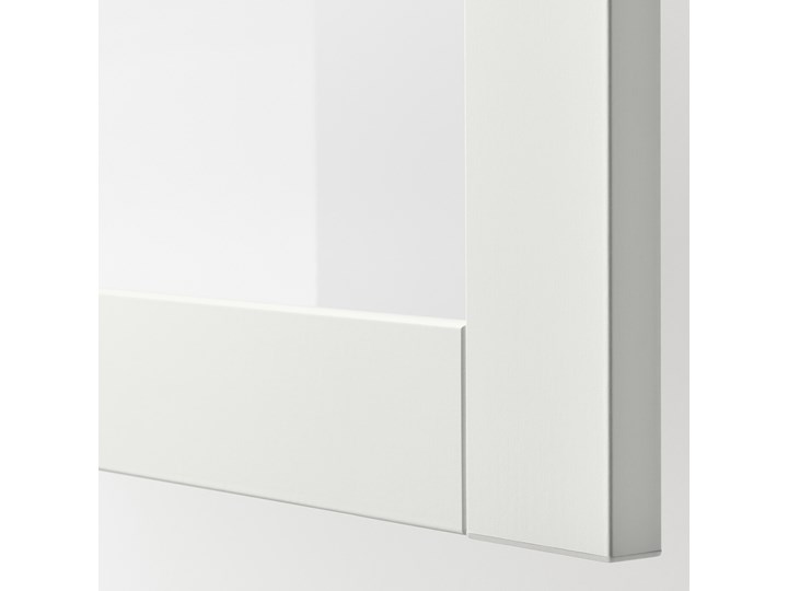IKEA BESTÅ Kombinacja regałowa z drzw/szuf, Biały/Hanviken/Stubbarp białe szkło przezroczyste, 120x42x213 cm Kolor Przezroczysty