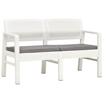 Biała ławka ogrodowa z poduszkami - Hilda