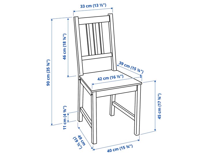 IKEA GAMLARED / STEFAN Stół i 2 krzesła, bejca jasna patyna/brązowoczarny, 85 cm Kolor Brązowy Kategoria Stoły z krzesłami