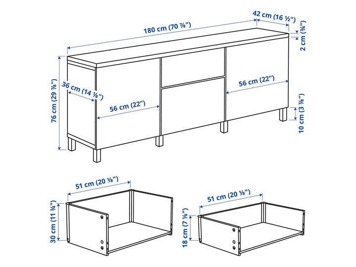 IKEA BESTÅ Kombinacja z szufladami, Czarnybrąz/Lappviken/Stubbarp czarnybrąz, 180x42x76 cm Drewno Płyta MDF Szerokość 180 cm Głębokość 42 cm Kategoria Komody