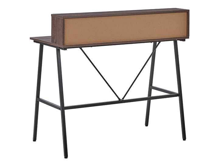 Biurko ciemne drewno płyta 100 x 50 cm czarna metalowa rama z półkami Sekretarzyk Szerokość 100 cm Głębokość 100 cm Płyta MDF Styl Rustykalny