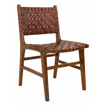 SELSEY Krzesło Bargino brązowe ze sztucznej skóry