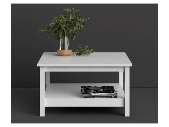 Kwadratowy stolik kawowy z półką Madrid biały mat Szkło Rozmiar blatu 81x81 cm Wysokość 45 cm Wysokość 81 cm Styl Minimalistyczny