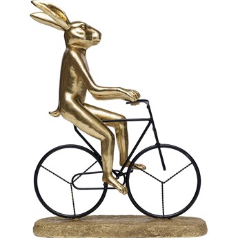 Figurka dekoracyjna Cyclist Rabbit 29x39 cm czarno-złota