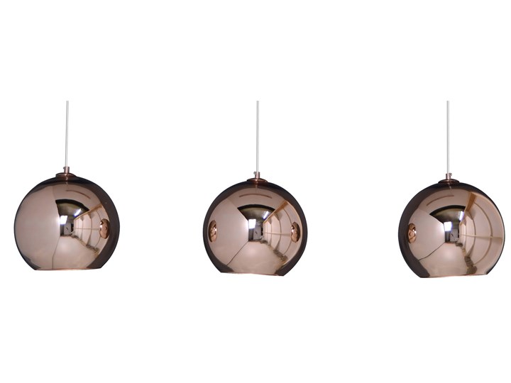 Lampa wisząca 3 -punktowa miedziana 110x25 cm Metal Lampa z kloszem Szkło Kolor Złoty