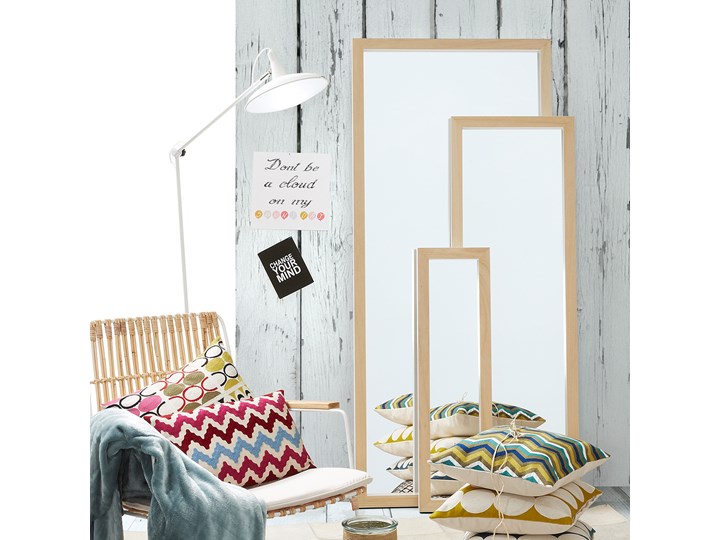 Lustro Drop 48x148 cm rama biało-drewniana Kolor Szary Prostokątne Ścienne Lustro z ramą Kolor Złoty