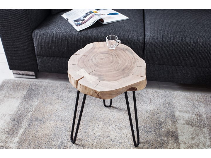 Stolik kawowy Goa II 40cm 36707 Wysokość 45 cm Drewno Metal Styl Rustykalny Kolor Beżowy