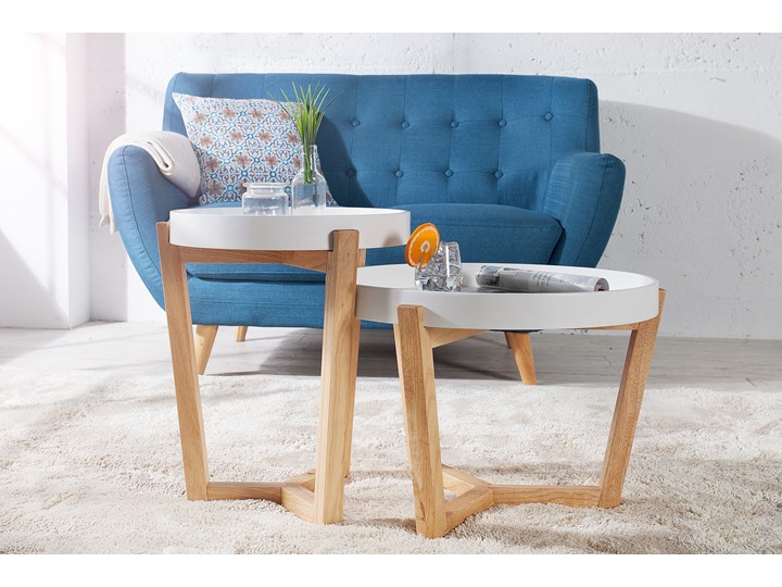 Stolik kawowy Scandinavia 2-elementy 36436 Wysokość 57 cm Wysokość 44 cm Rodzaj nóg Gięte Płyta MDF Kolor Biały