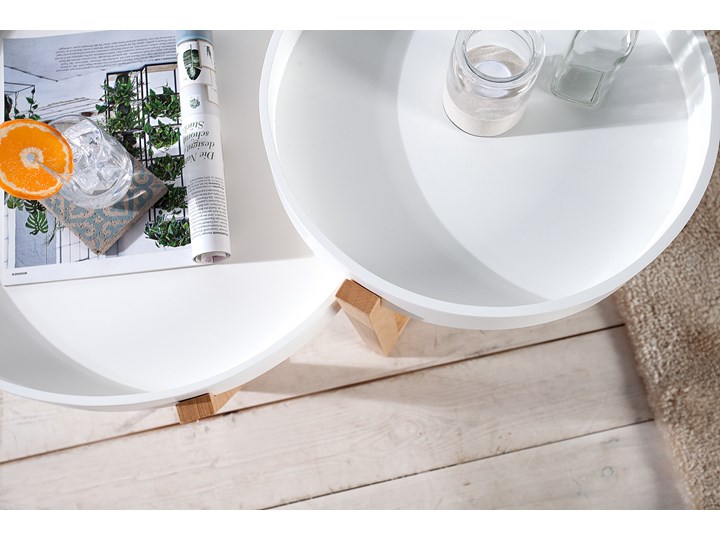 Stolik kawowy Scandinavia 2-elementy 36436 Wysokość 57 cm Wysokość 44 cm Płyta MDF Rodzaj nóg Gięte Kolor Beżowy