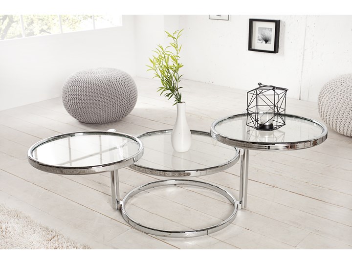 Stolik Art Deco 3 poziomy chrom 36064 Styl Glamour Metal Wysokość 43 cm Szkło Kategoria Stoliki i ławy
