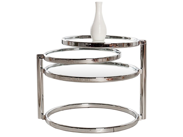 Stolik Art Deco 3 poziomy chrom 36064 Styl Glamour Wysokość 43 cm Szkło Metal Kolor Srebrny