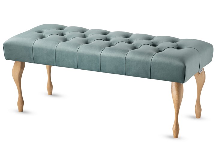 Ławka pikowana Chesterfield MINI Mint Materiał nóżek Drewno