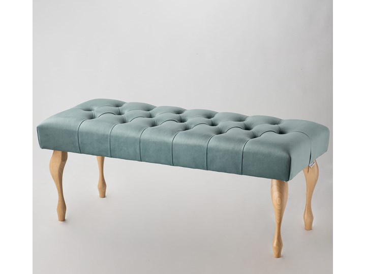 Ławka pikowana Chesterfield MINI Mint Materiał nóżek Drewno Materiał obicia Tkanina