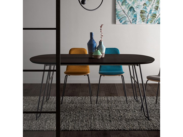 Stół rozkładany Milian 170 (320) x 100 cm brązowy Metal Drewno Kształt blatu Owalny