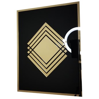 Złoty lustrzany obraz geometryczny wzór 4 kwadraty 30x40 cm Złota ramka Bez mocowania
