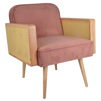 Fotel welurowy w kolorze różowym Boho