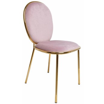 Welurowe krzesło w kolorze różowym z metalowymi nogami 44X51X92CM