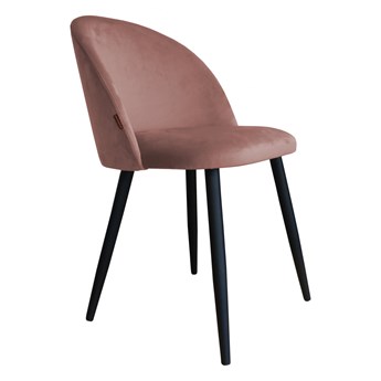Krzesło tapicerowane Colin z metalowymi nogami różowe welur