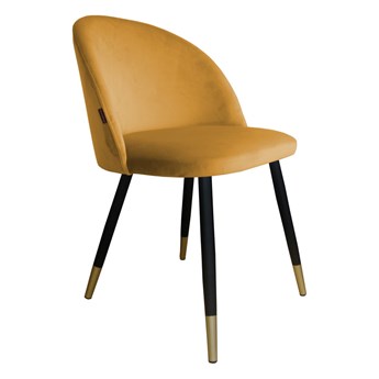 Krzesło tapicerowane Colin ze złotymi nogami miodowe