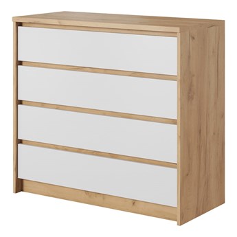 Komoda biała, dąb kraft złoty 92x90cm