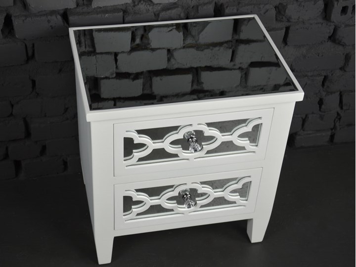 Szafka nocna lustrzana glamour z marokańskim wzorem Wysokość 52 cm Nocne Szerokość 49 cm Głębokość 35 cm Szkło Kategoria Szafki i regały Uniwersalne Płyta MDF Pomieszczenie Sypialnia