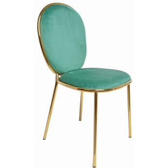 Krzesło welurowe w kolorze zielonym na metalowej podstawie 44x51x92cm