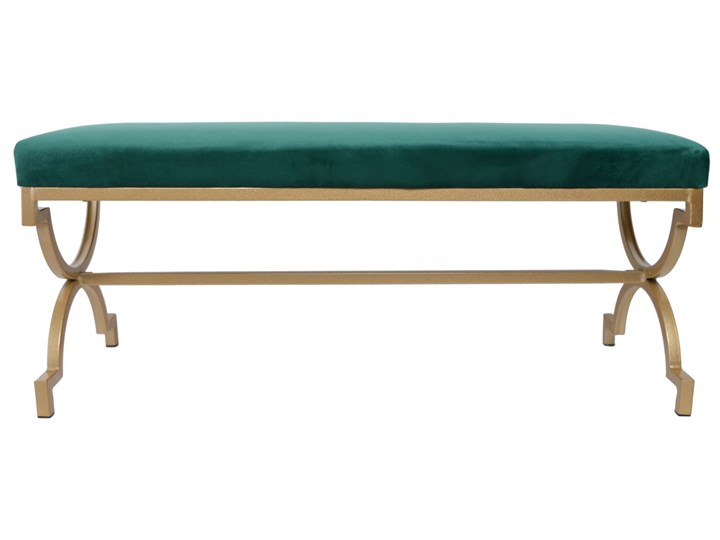ŁAWECZKA METALOWA Z WELUROWYM SIEDZISKIEM BUTELKOWA ZIELEŃ 102*40*44cm Styl Vintage