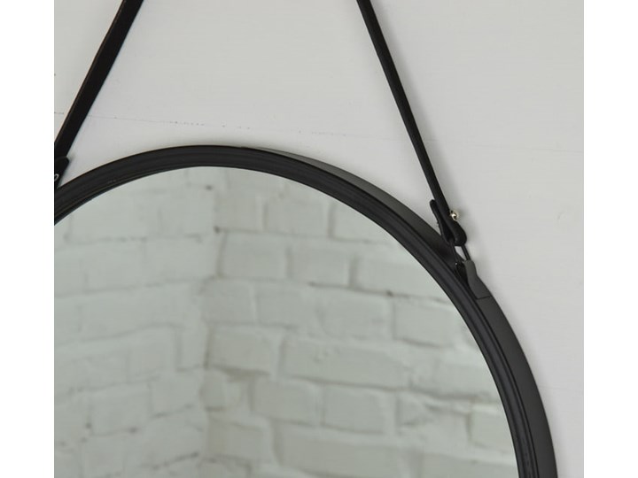 LUSTRO OKRĄGŁE NA PASKU METALOWE LOFT CZARNE 50CM Ścienne Pomieszczenie Sypialnia