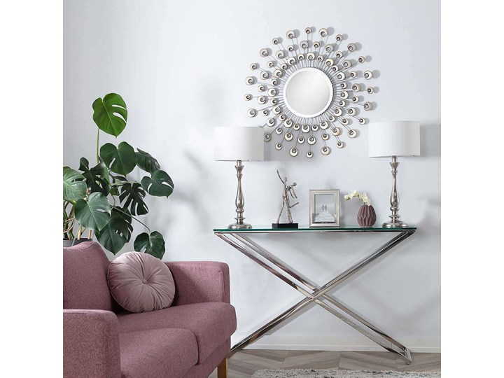 Lustro okrągłe Peacock 80cm, 80 cm Lustro z ramą Ścienne Pomieszczenie Salon
