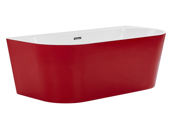 Wanna czerwona akrylowa 170 x 80 cm owalna z systemem przelewowym nowoczesny design Długość 170 cm Kolor Czerwony