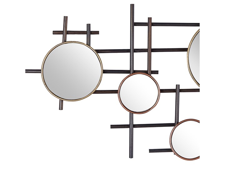 Lustro ścienne czarno-złote metalowa rama 10-częściowe 113 x 55 cm dekoracja ścienna styl nowoczesny glamour Nieregularne Kolor Czarny