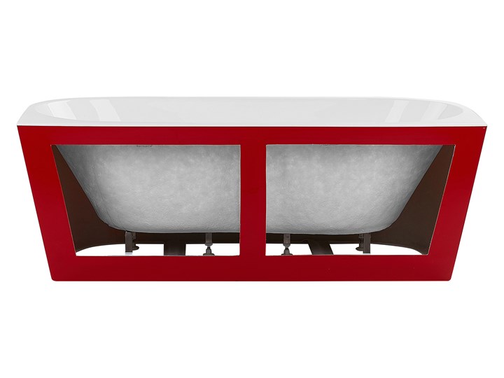Wanna czerwona akrylowa 170 x 80 cm owalna z systemem przelewowym nowoczesny design Długość 170 cm Kolor Czerwony