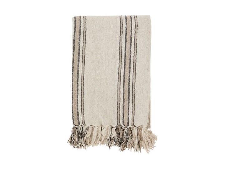 Madam Stoltz - Koc Striped 125x175 cm Kategoria Koce i pledy Bawełna Kolor Biały